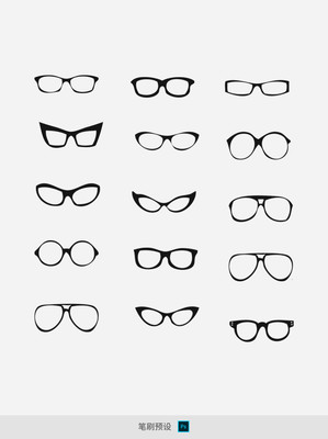 各種卡通眼鏡畫筆矢量圖免費下載_abr格式_編號34812849
